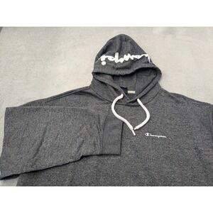 Champion Hoodie Pullover Sweatshirt Mens XL Extra Large Drk Gray Hooded Spellout